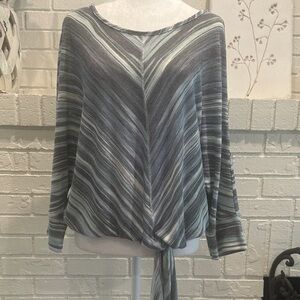 Style & Co. Striped V-Neck Tie-Hem Top